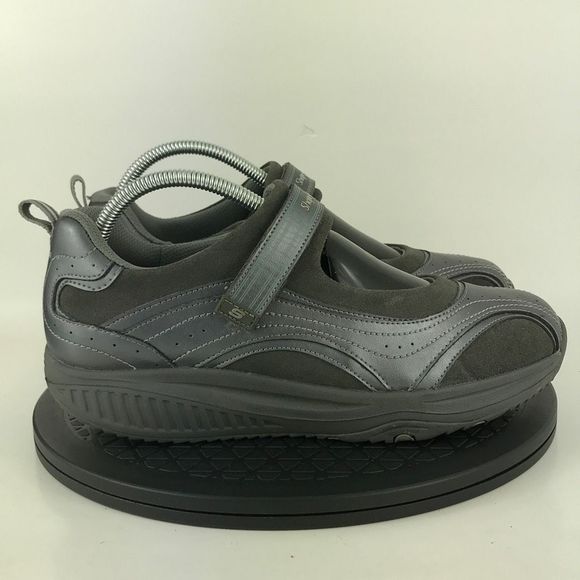 Skechers Shape Ups Mary Jane Hook & Loop Gray Comfort Shoes 24867EW Women Size 9 - Picture 4 of 12